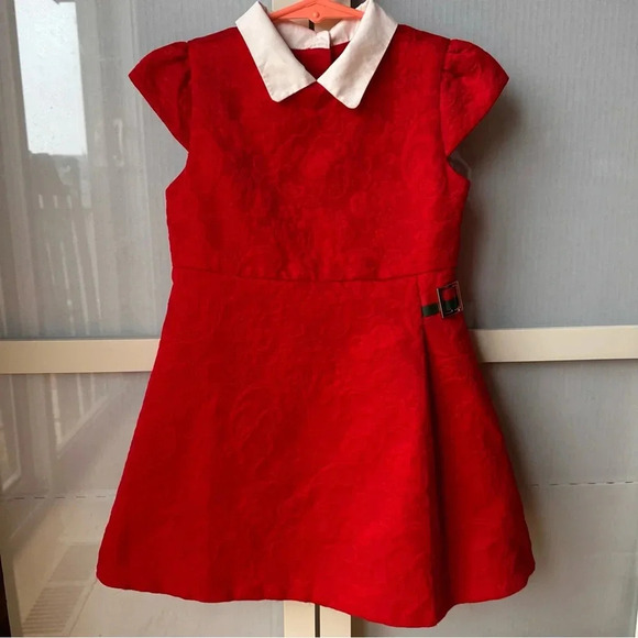 Janie and Jack Other - JANIE AND JACK Red Jacquard Holiday Dress Size 3 Floral Formal Valentines